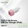 90PAI [ TC03 ] 2.1A Stream USB Car Charger – Pink/Blue